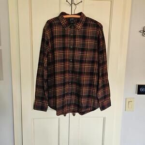 Eddie Bauer Men's Long Sleeve Flannel Shirt - Large - Red, Navy, Brown Plaid NWT